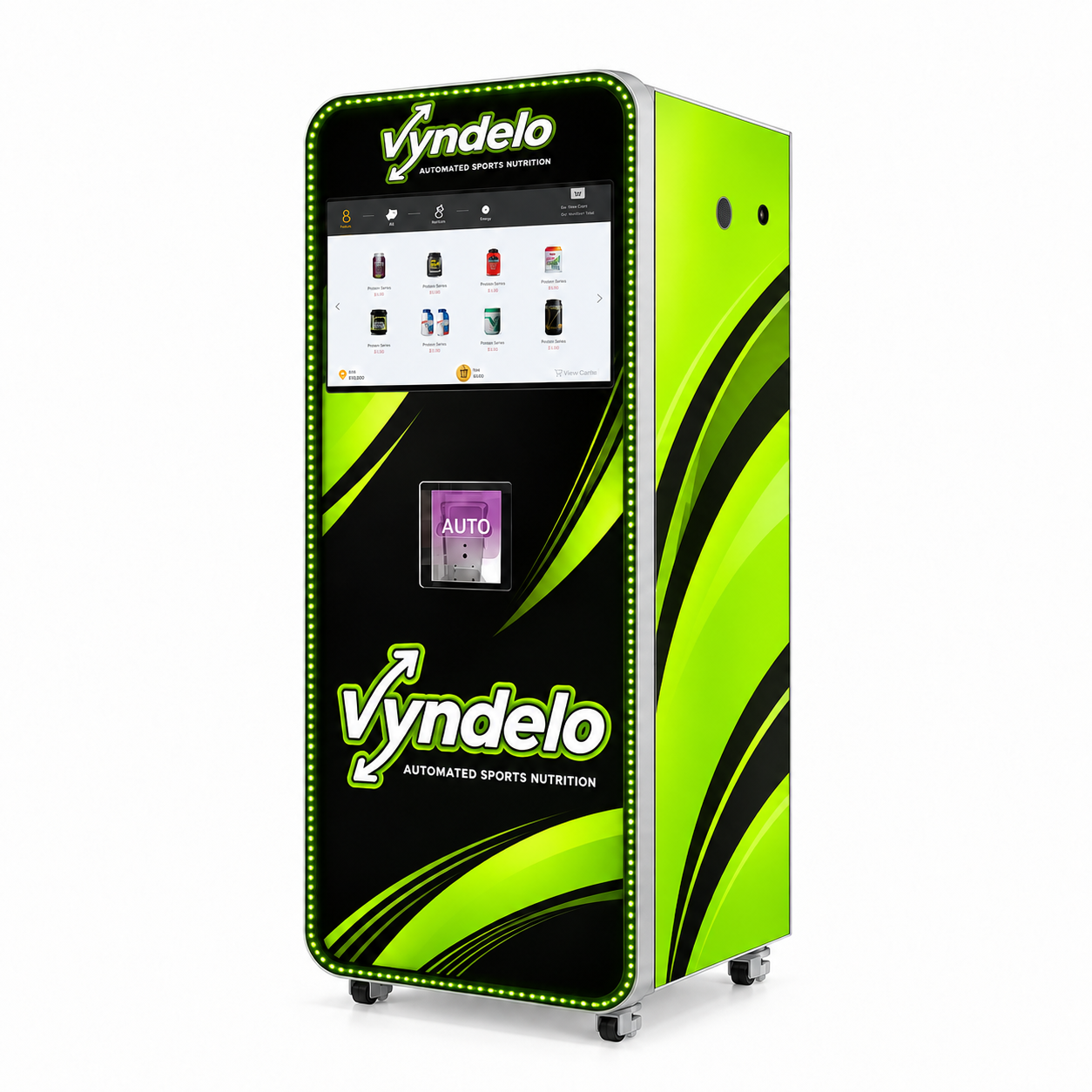Vyndelo-proteïneshakeautomaat van voren en rechts